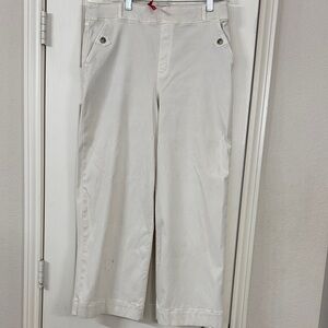 Spanx Women’s Wide Leg Cropped Stretch Twill White Pants